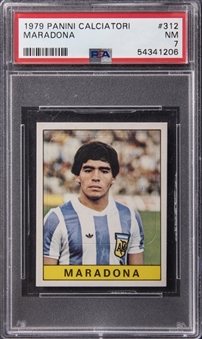 1979 Panini Calciatori #312 Diego Maradona Rookie Card - PSA NM 7